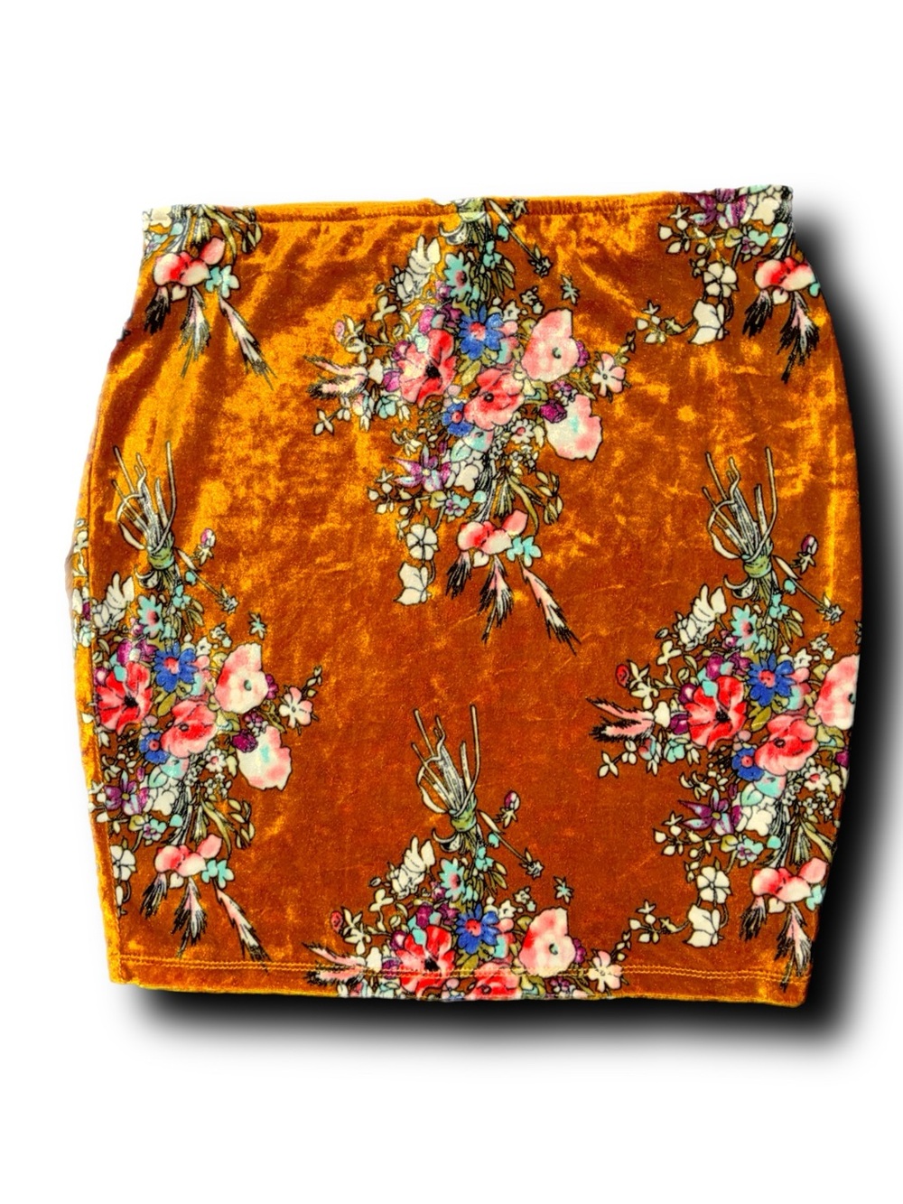 L’Atiste by Amy Floral Velvet Boho Hippie Mini Skirt